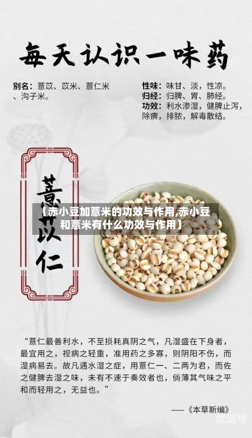 【赤小豆加薏米的功效与作用,赤小豆和薏米有什么功效与作用】