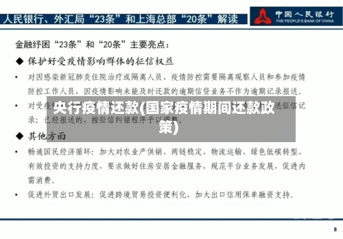 央行疫情还款(国家疫情期间还款政策)