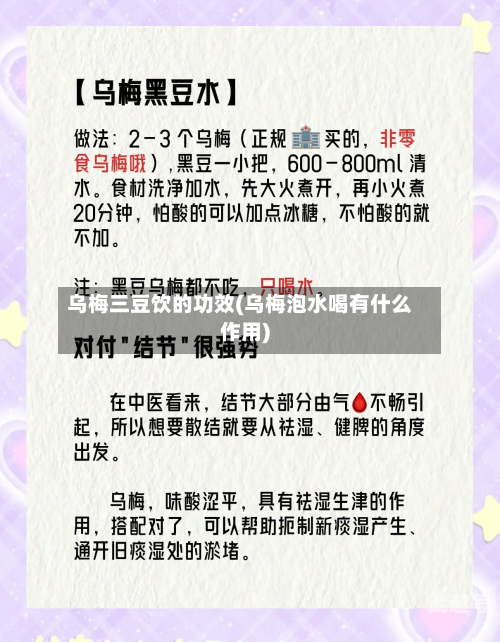 乌梅三豆饮的功效(乌梅泡水喝有什么作用)