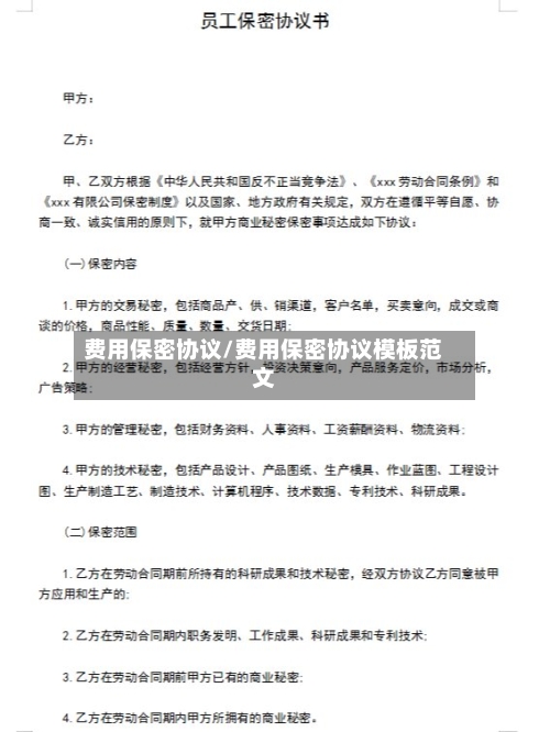 费用保密协议/费用保密协议模板范文